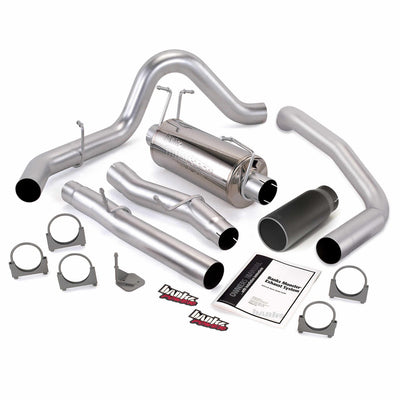 Monster Exhaust System Single Exit Black Tip 03-07 Ford 6.0 F450-F550 Extended Cab 162 inch Banks Power