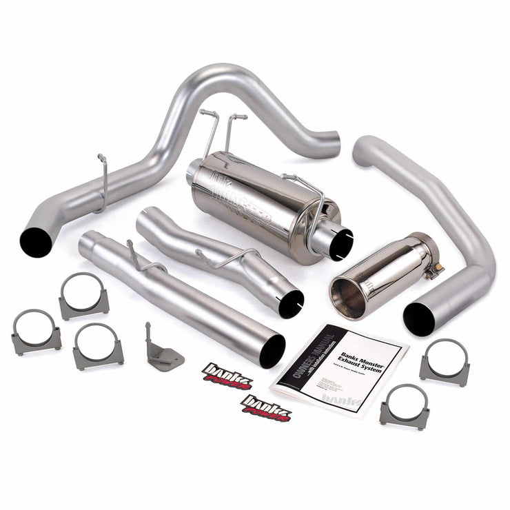 Monster Exhaust System Single Exit Chrome Tip 03-07 Ford 6.0L F450-F550 EC 162 inch Banks Power