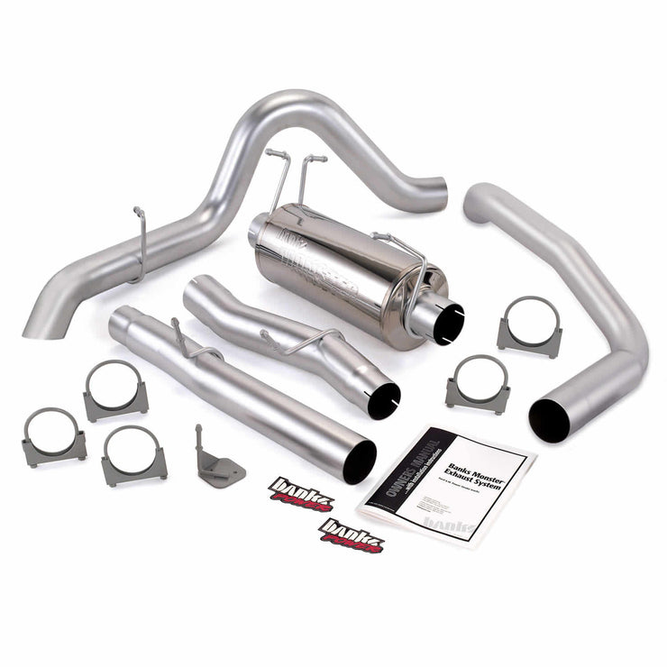 Monster Exhaust System Single Exit Turndown 03-07 Ford 6.0 F450-F550 Crew Cab 200 Inch Banks Power