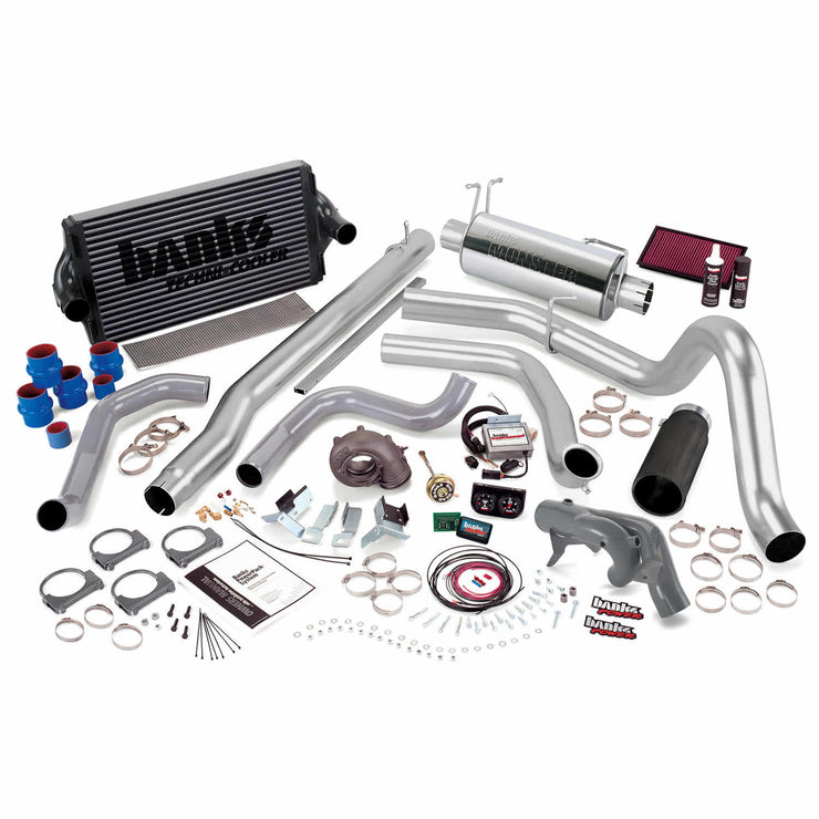 PowerPack Bundle Complete Power System W/Single Exit Exhaust Black Tip 99 Ford 7.3L F450/F550 Automatic Transmission Banks Power