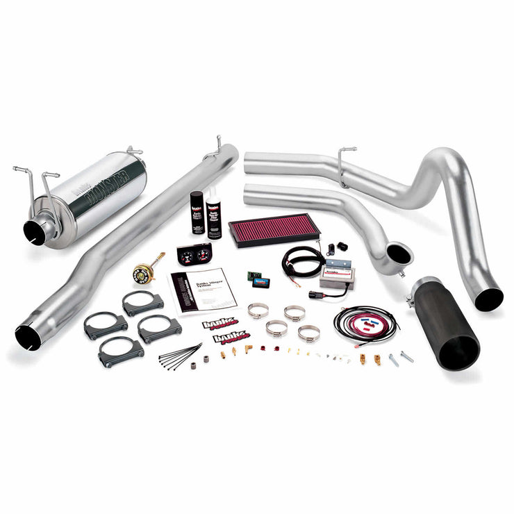 Stinger Bundle Power System W/Single Exit Exhaust Black Tip 99.5 Ford 7.3L F450/F550 Automatic Transmission Banks Power