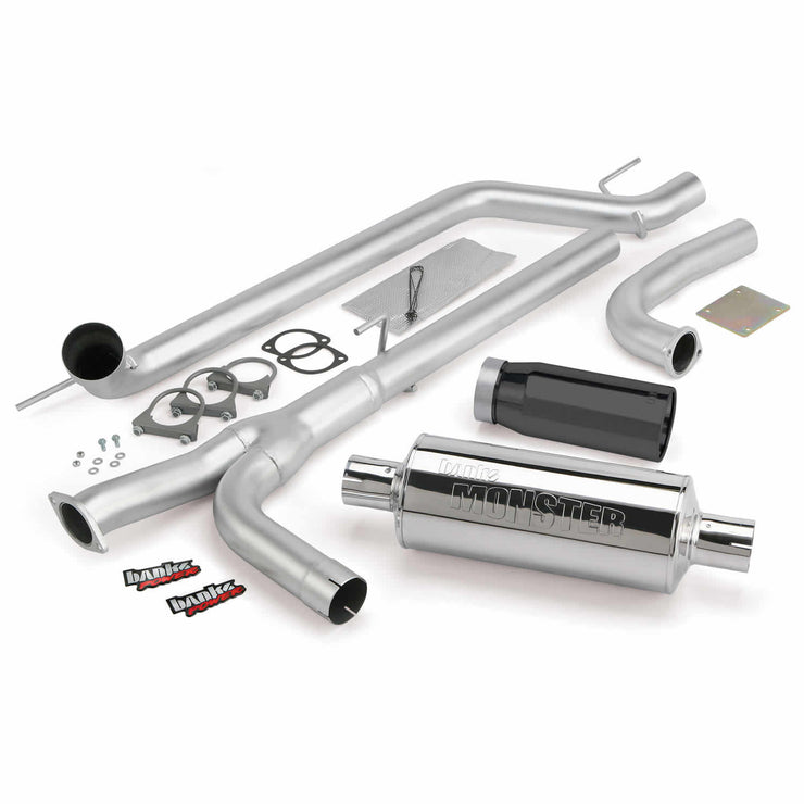 Monster Exhaust System Single Exit Black Tip 04-15 Nissan 5.6L Titan All Cab/Beds Banks Power