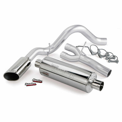 Monster Exhaust System Single Exit Chrome Ob Round Tip 06 Chevy 6.0 1500 CCSB HD Only Banks Power
