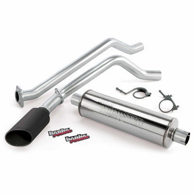 Monster Exhaust System Single Exit Black Ob Round Tip 03-06 Chevy 4.3-5.3L EC/CCSB Banks Power