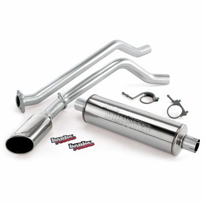 Monster Exhaust System Single Exit Chrome Ob Round Tip Chevy 6.0L Silverado 2500HD 05 ECLB and 06 CCSB Banks Power