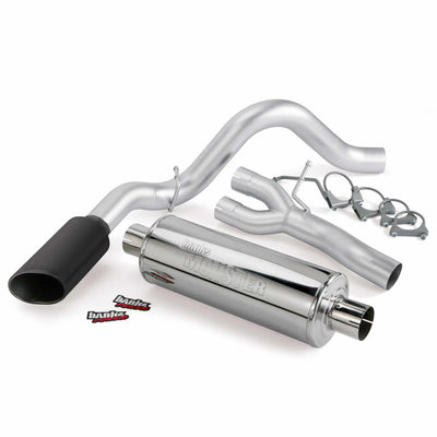 Monster Exhaust System Single Exit Black Ob Round Tip 07-08 Chevy 6.0L Vortex MAX CCSB Banks Power