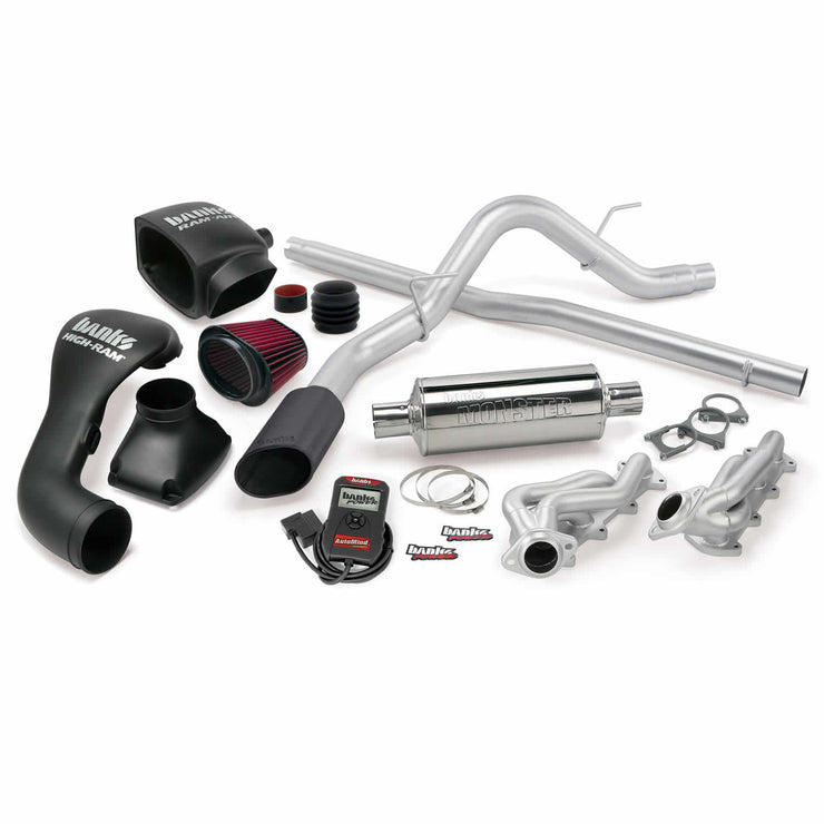 PowerPack Bundle Complete Power System W/Single Exit Exhaust Black Tip 04-08 Ford 5.4L F-150 ECSB Banks Power