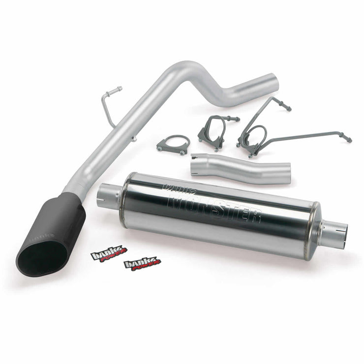 Monster Exhaust System Single Exit Black Ob Round Tip 04-05 Dodge 5.7 Hemi 1500 CCSB Banks Power