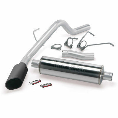 Monster Exhaust System Single Exit Black Ob Round Tip 03-05 Dodge 5.7 Hemi 2500 CCSB Banks Power