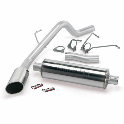 Monster Exhaust System Single Exit Chrome Ob Round Tip 02-03 Dodge 4.7L 1500 CCSB Banks Power