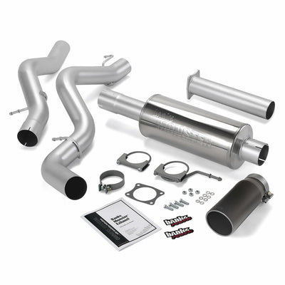 Monster Exhaust System Single Exit Black Tip 02-05 Chevy 6.6L SCLB Banks Power