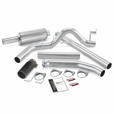 Monster Exhaust System Single Exit Black Round Tip 98-02 Dodge 5.9L Extended Cab Banks Power