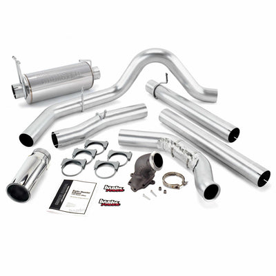 Monster Exhaust System W/Power Elbow Single Exit Chrome Round Tip 00-03 Ford 7.3L Excursion Banks Power
