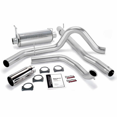 Monster Exhaust System Single Exit Chrome Round Tip 01-03 Ford 7.3L-275hp Manual Transmission W/Catalytic Converter Banks Power