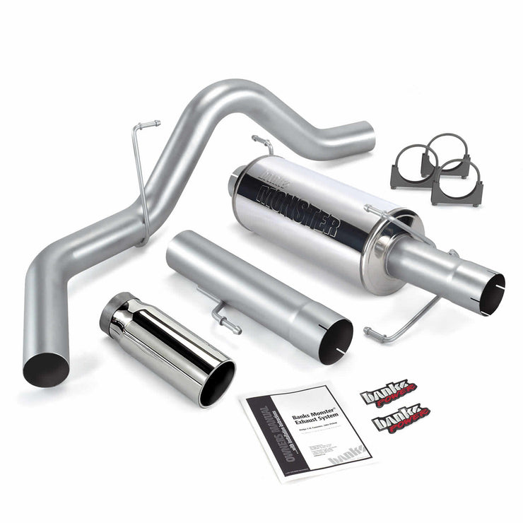 Monster Exhaust System Single Exit Chrome Round Tip 04-07 Dodge 5.9L 325hp SCLB/CCSB or Banks Power
