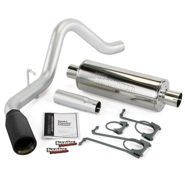 Monster Exhaust System Single Exit Black Tip 05-06 Ford 5.4/6.8L S/D Super Duty Truck Banks Power