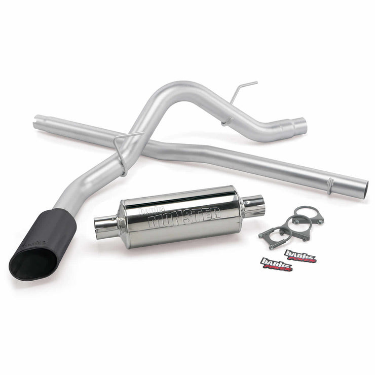 Monster Exhaust System Single Exit Black Ob Round Tip 04-08 Ford F-150 and Lincoln-Mark LT SCLB-ECMB Banks Power
