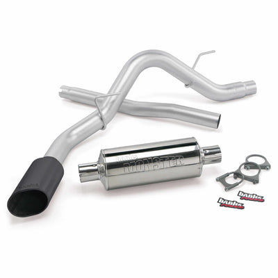 Monster Exhaust System Single Exit Black Ob Round Tip Ford 6.2L F-150 Raptor 10 ECSB and 11-14 ECSB-CCSB to Banks Power