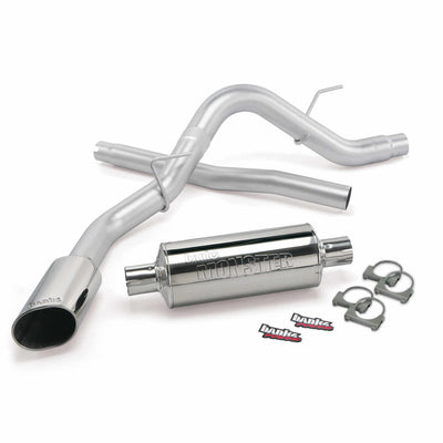 Monster Exhaust System Single Exit Chrome Ob Round Tip 11-14 Ford F-150 3.5L EcoBoost 5.0 6.2L all Cab/Bed Banks Power