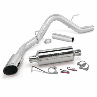 Monster Exhaust System Single Exit Chrome Ob Round Tip 15-19 F-150 2.7/3.5L EcoBoost 5.0L ECMB CCSB/MB Banks Power