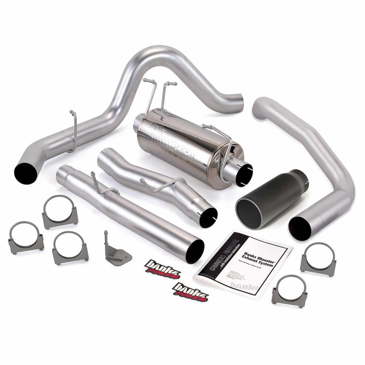Monster Exhaust System Single Exit Black Round Tip 03-07 Ford 6.0L SCLB Banks Power