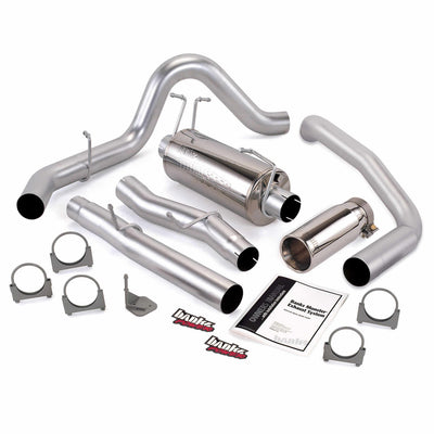 Monster Exhaust System Single Exit Chrome Round Tip 03-07 Ford 6.0L SCLB Banks Power