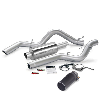 Monster Exhaust System Single Exit Black Round Tip 06-07 Chevy 6.6L SCLB Banks Power