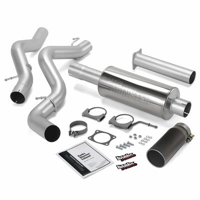 Monster Exhaust System Single Exit Black Round Tip 06-07 Chevy 6.6L ECLB Banks Power
