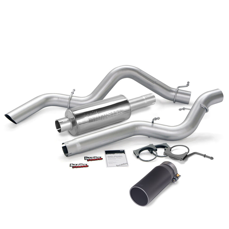 Monster Exhaust System Single Exit Black Round Tip 06-07 Chevy 6.6L CCLB Banks Power