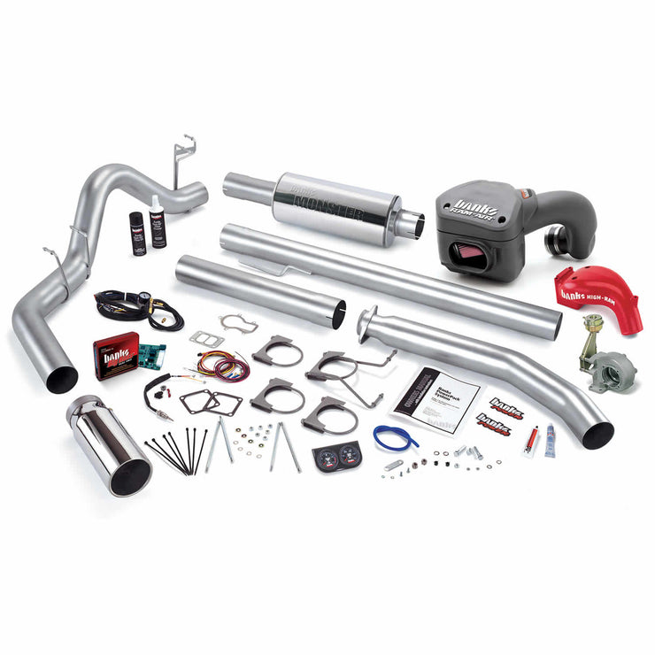 PowerPack Bundle Complete Power System W/Single Exit Exhaust Chrome Tip 01 Dodge 5.9L Extended Cab 245hp Banks Power