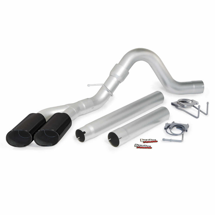 **Discontinued**Monster Exhaust System Single Exit DualBlack Ob Round Tips 08-10 Ford 6.4L ECSB-CCSB to SWB Short Wheelbase Banks Power