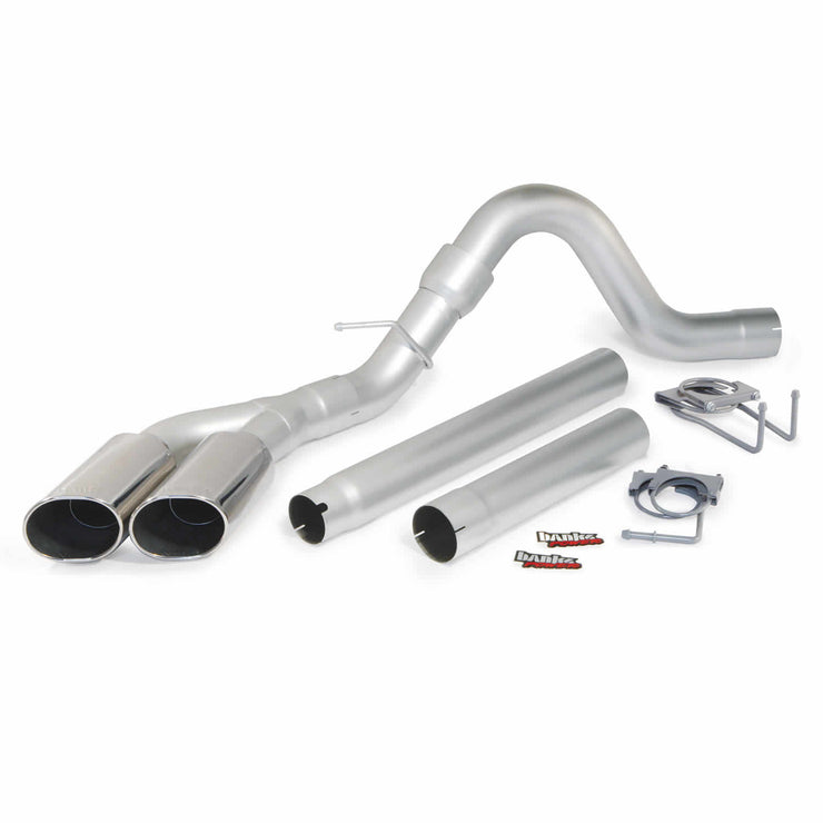 Monster Exhaust System Single Exit DualChrome Ob Round Tips 08-10 Ford 6.4L All Cab and Bed Lengths Banks Power