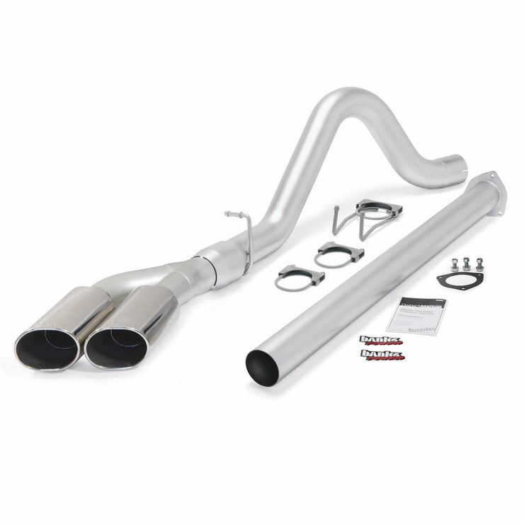 Monster Exhaust System Single Exit Dual Chrome Ob Round Tips 15 Ford Super Duty 6.7L Diesel Banks Power