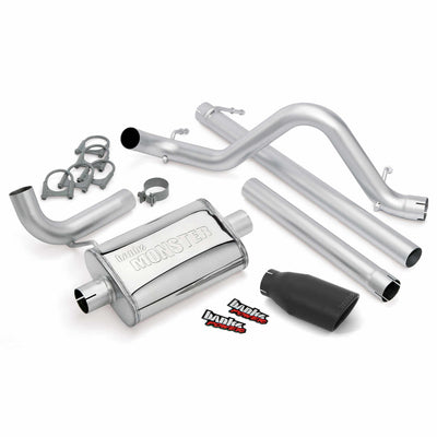 Monster Exhaust System Single Exit Black Ob Round Tip 07-11 Jeep 3.8L Wrangler Unlimited 4 Door Banks Power