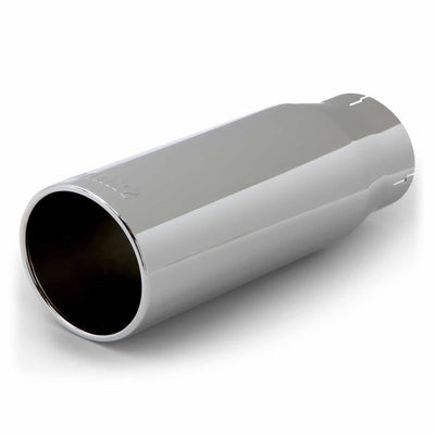 Tailpipe Tip Kit Round Straight Cut Chrome 3.5 Inch Tube 4.38 Inch X 12 inch Banks Power