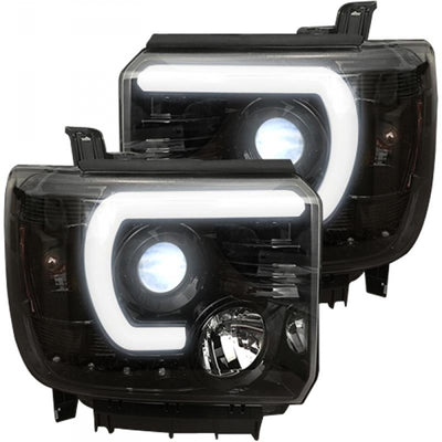 RECON 264295BKCS SMOKED PROJECTOR HEADLIGHTS WITH SCANNING OLED U-BAR