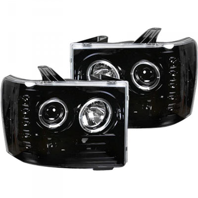 RECON 264271BK SMOKED PROJECTOR HEADLIGHTS WITH LED HALOS